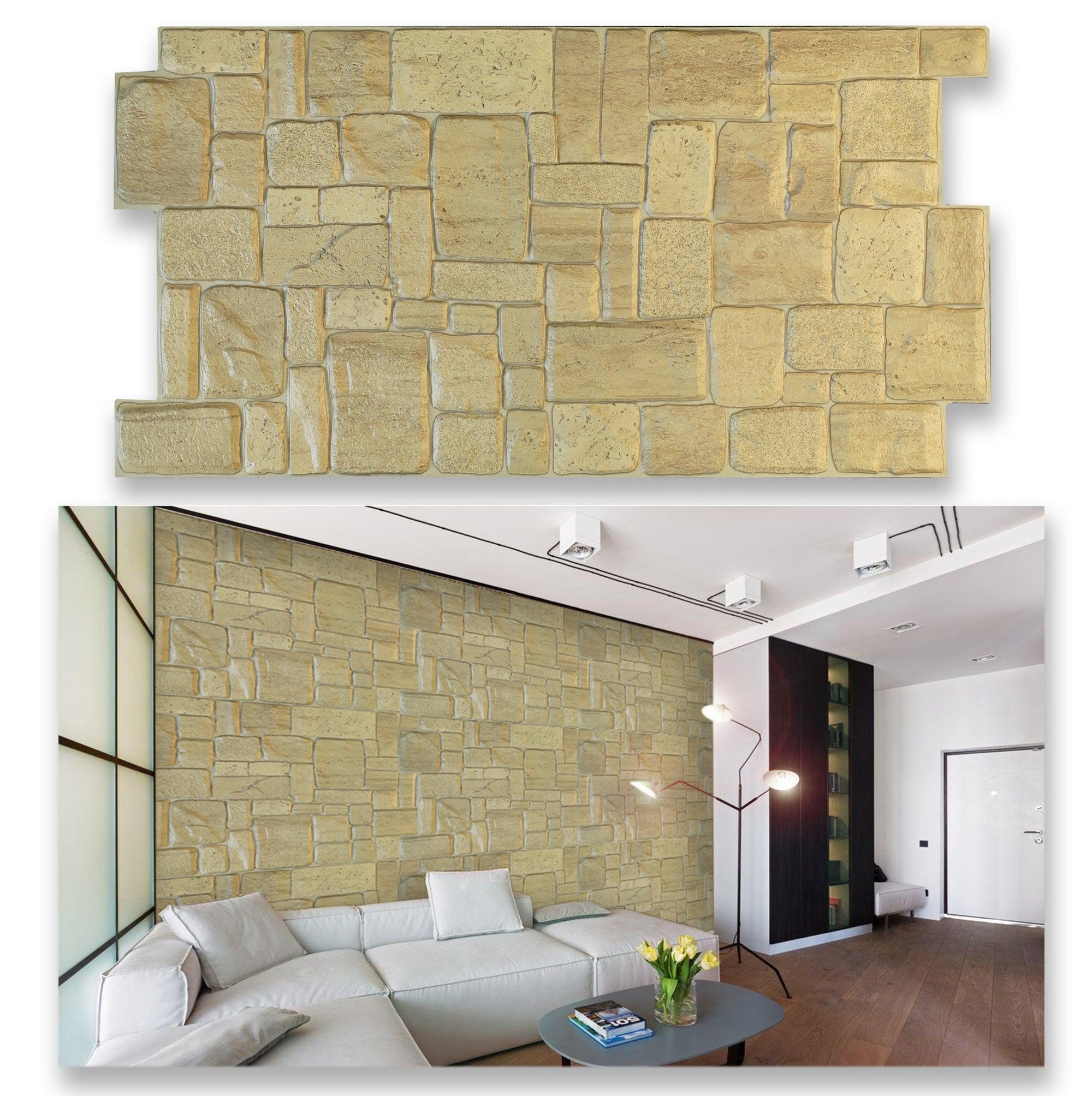 3D Wall Panels - Stone Limestone Beige - Smart Profile