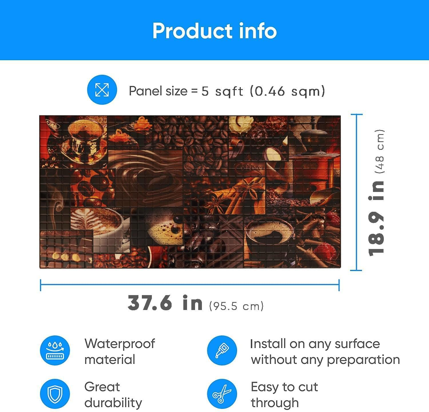 3D Wall Panels - Mosaic Coffee Aroma - Smart Profile