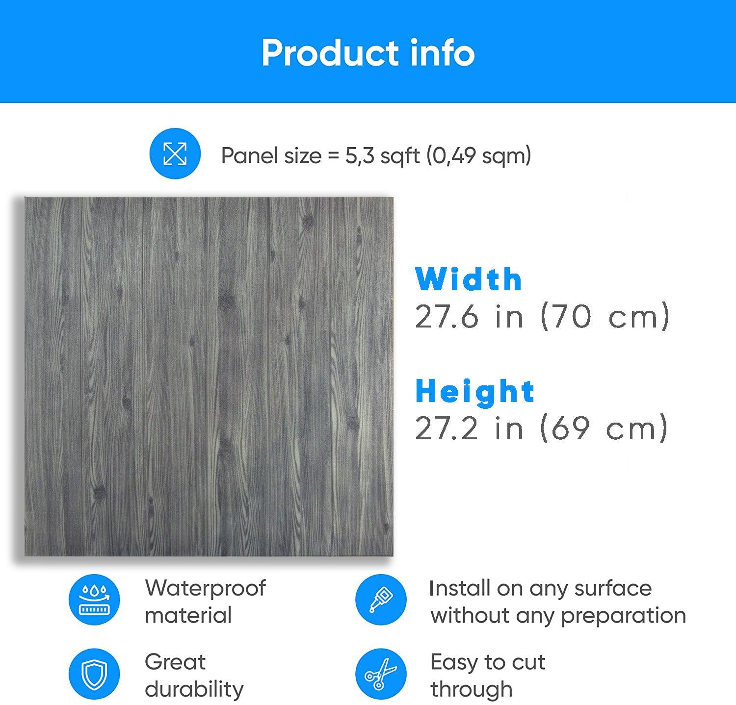 Self-Adhesive 3D Wall Panels "Gray Ash" - Smart Profile