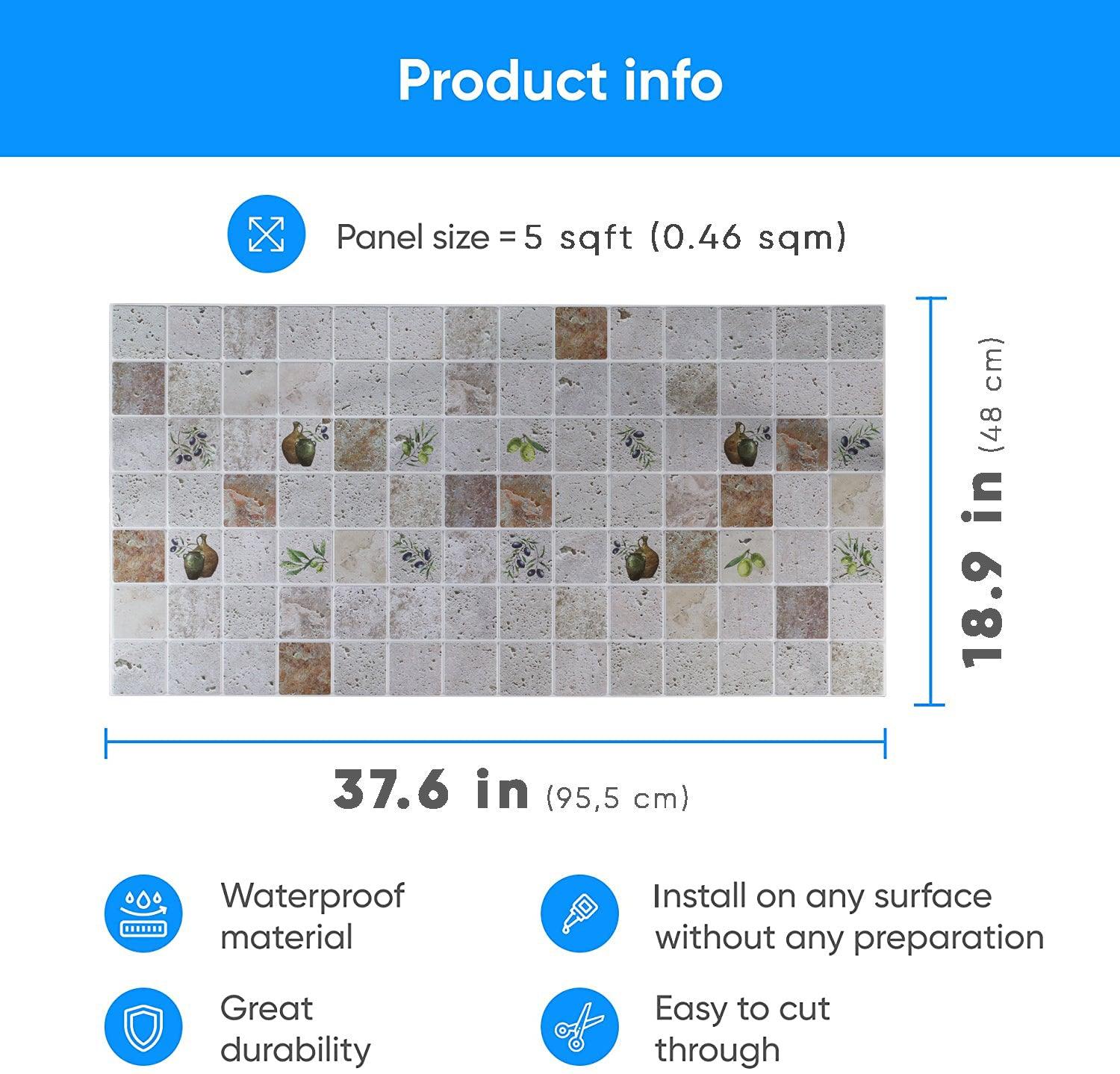 3D Wall Panels - Mosaic Olive - Smart Profile