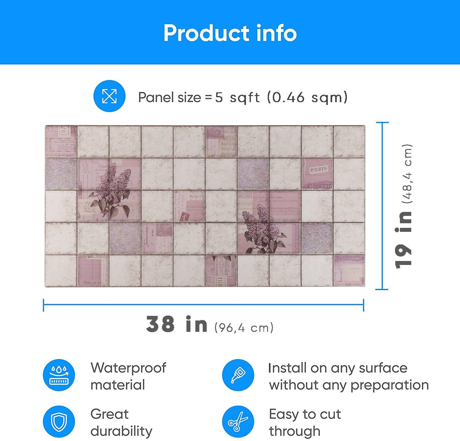 3D Wall Panels - Tile Lilac - Smart Profile