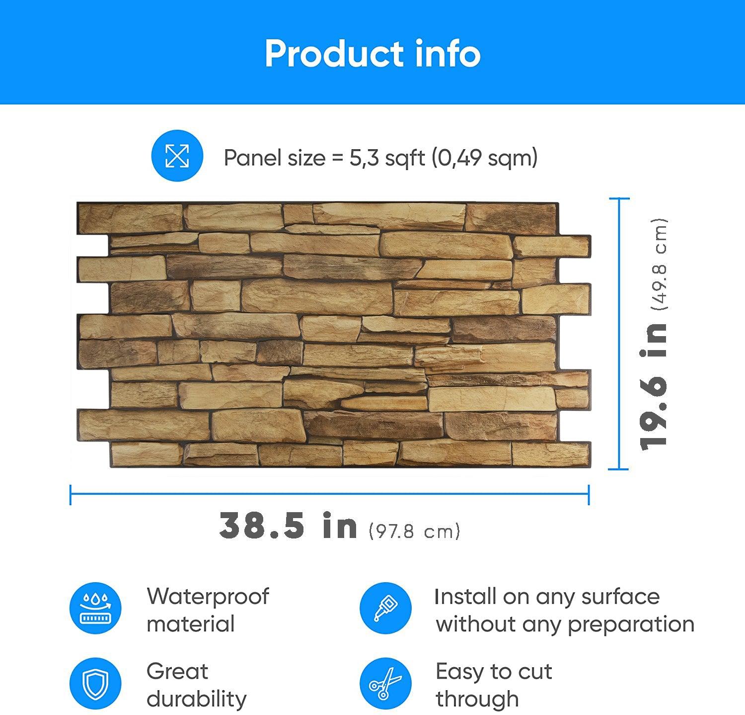 3D Wall Panels - Sand Slate - Smart Profile