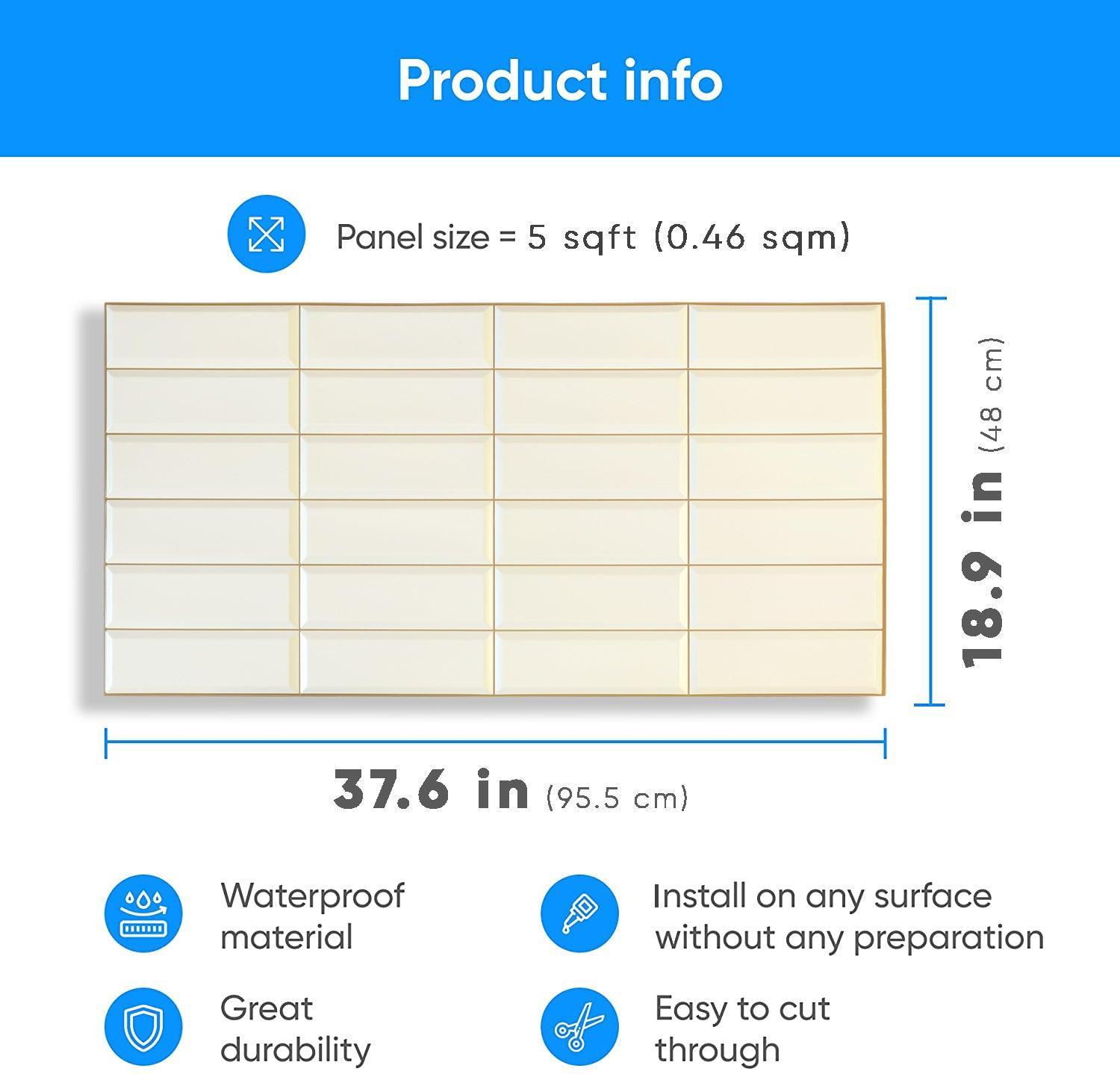 3D Wall Panels - Tile Beige Seam - Smart Profile