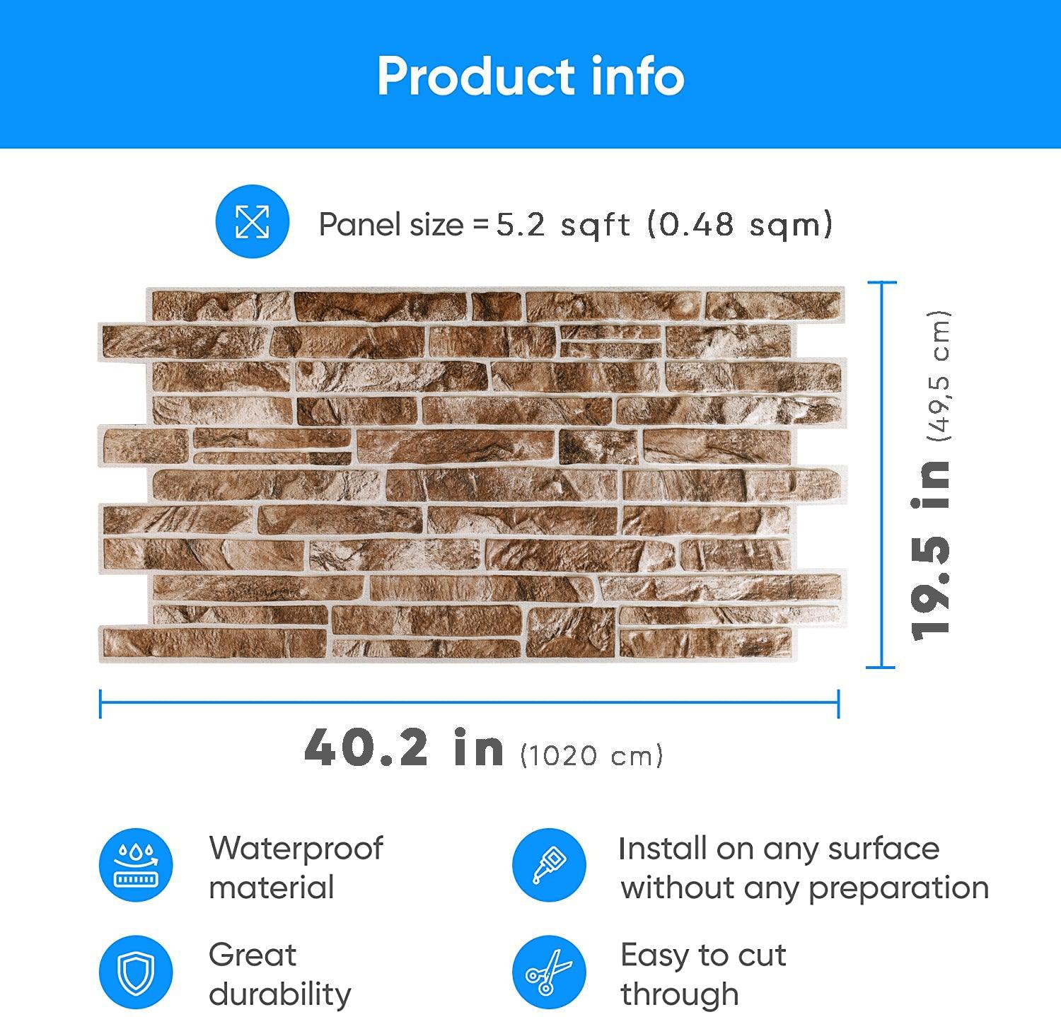 3D Wall Panels - Slate BROWN - Smart Profile