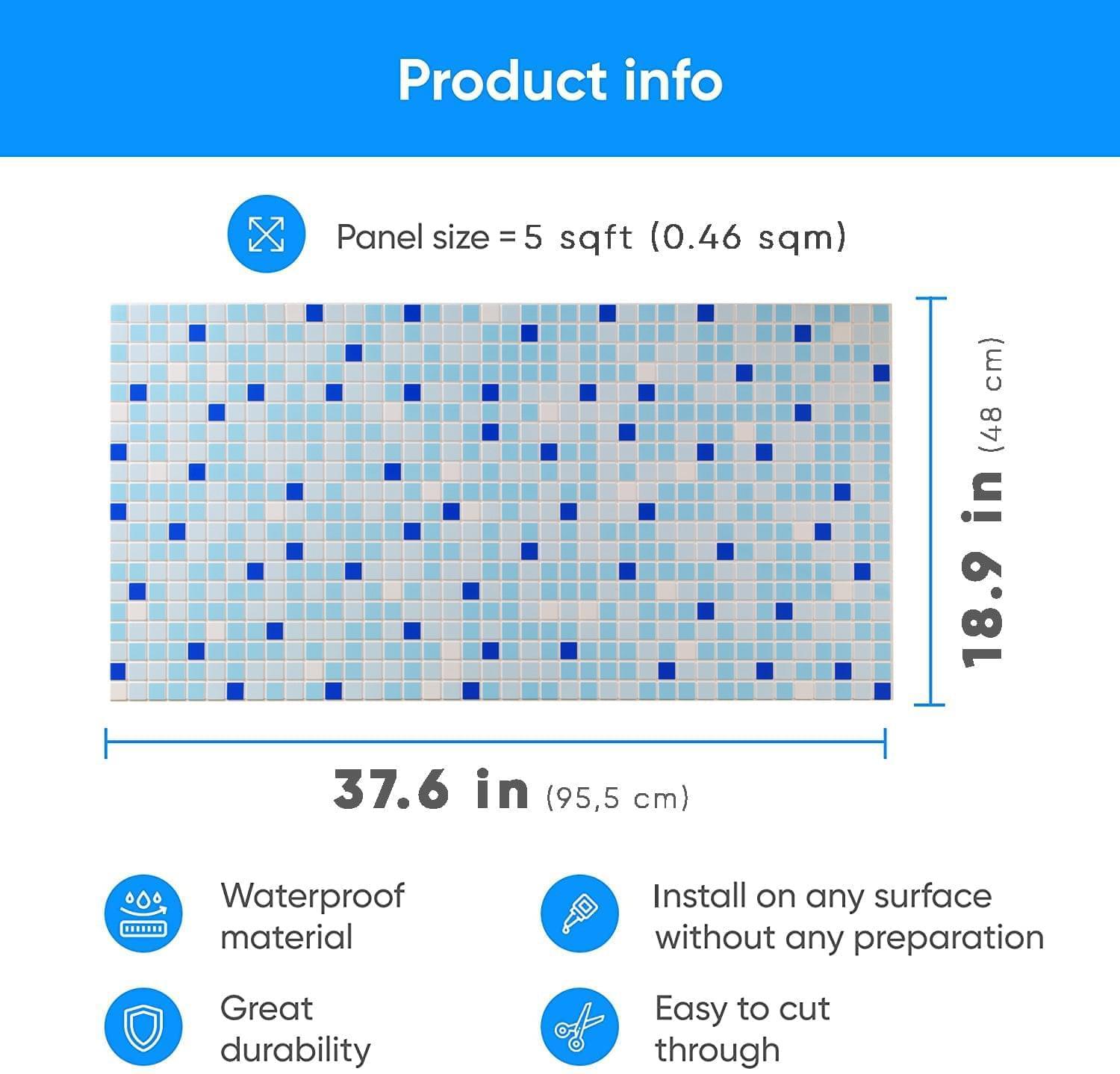 3D Wall Panels - Mosaic Dark Blue - Smart Profile