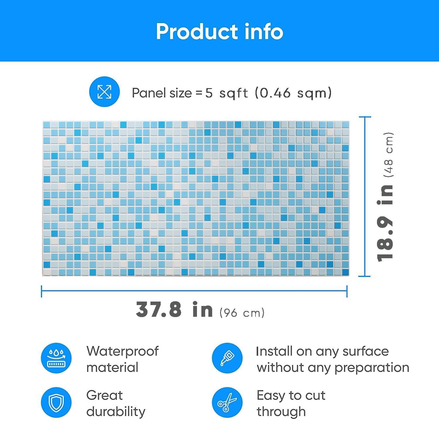 3D Wall Panels - Mosaic BLUE - Smart Profile