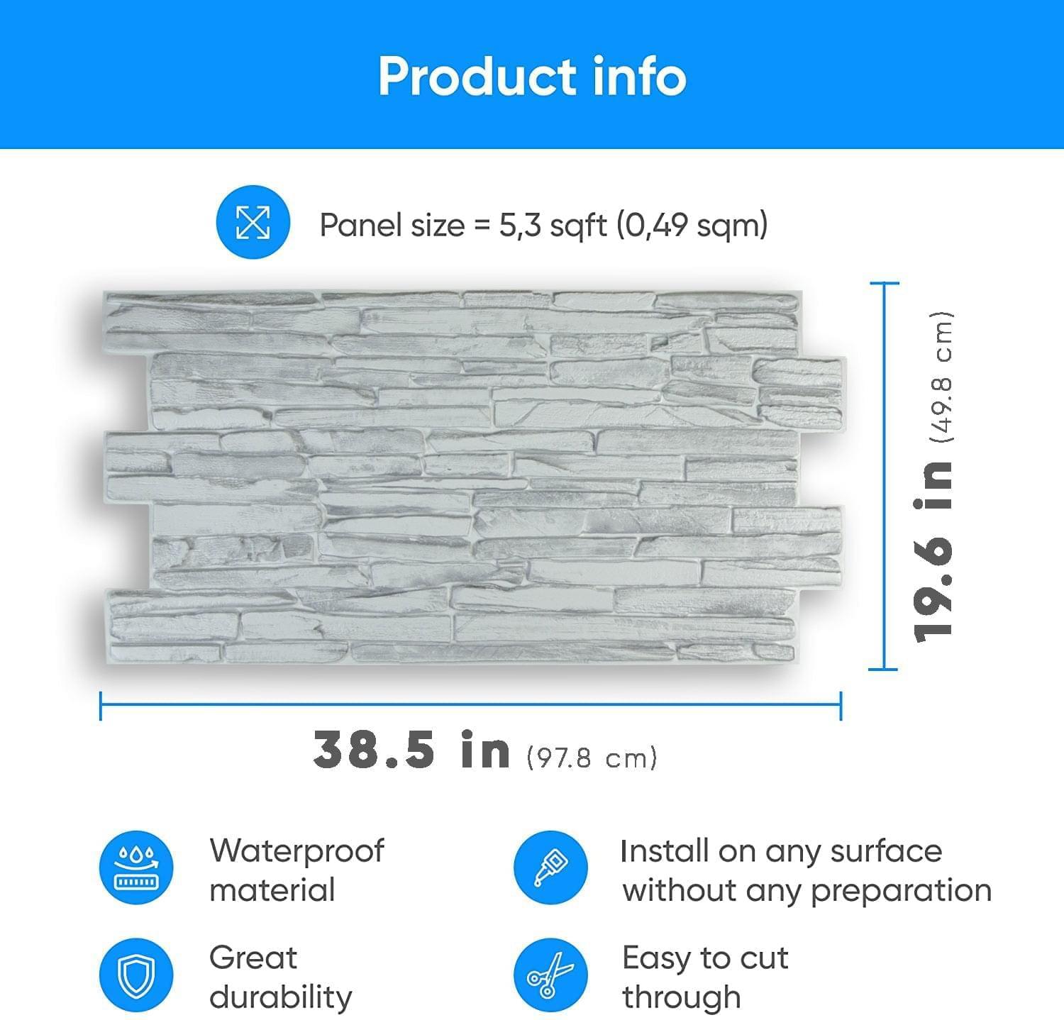 3D Wall Panels - Gray Quartzite - Smart Profile